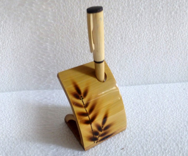 Bamboo Crafted Single Pen Holder for Home Office Stationary
